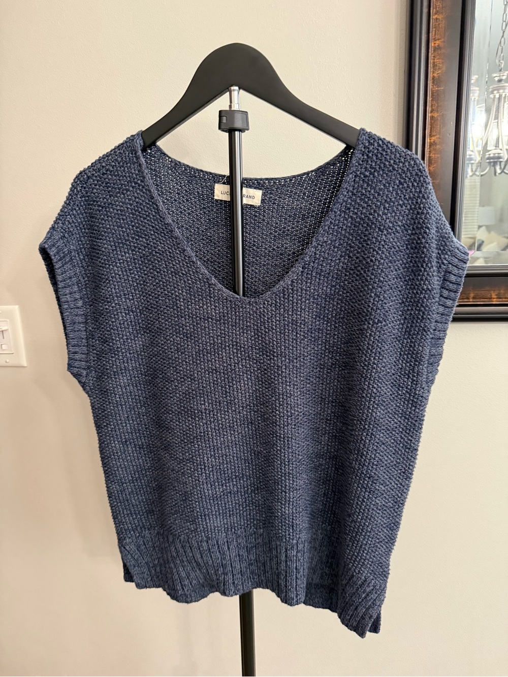 Lucky Brand Navy Blue V-Neck Knit Sweater Vest